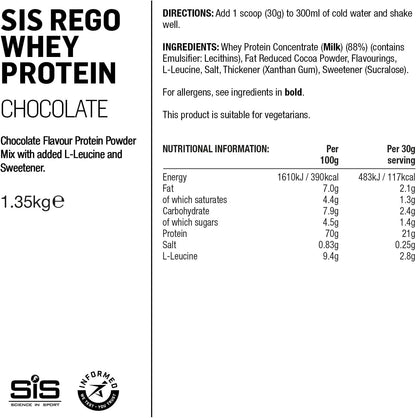 REGO Whey Protein Drink Powder - 1.35kg - Chocolate