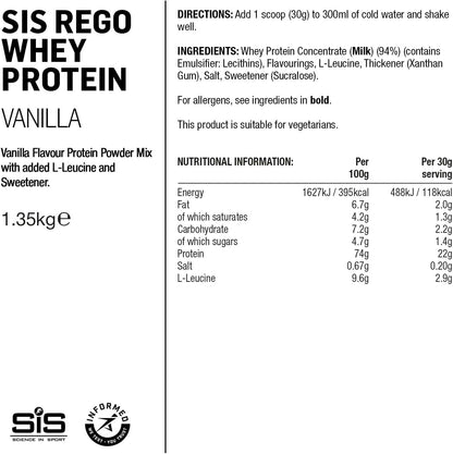 REGO Whey Protein Drink Powder - 1.35kg - Vanilla