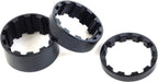 M Part Splined Alloy Headset Spacers 1 inch, 5 / 10 / 15 mm Black, Pack of 3