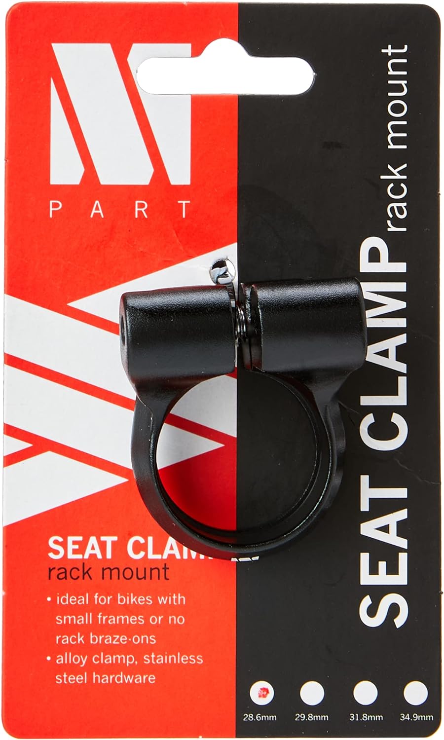 M Part Seat clamp with rack mount 28.6mm black