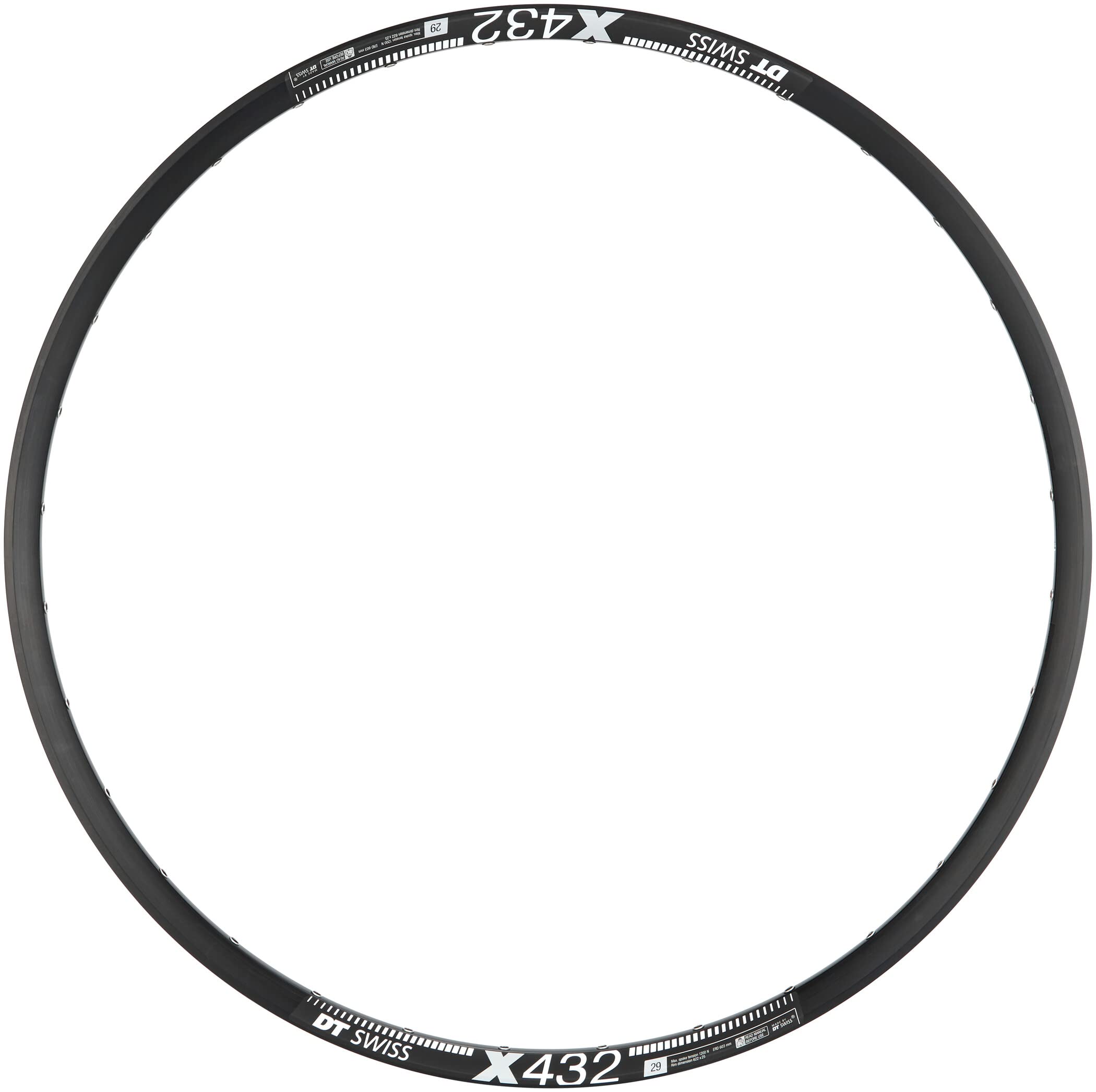DT Swiss X 432 Sleeve-joined 32 hole Presta-drilled black - 29"