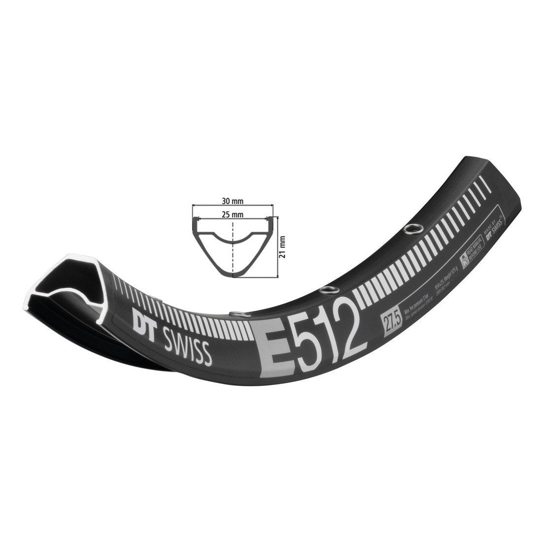 DT Swiss E 512 Fahrrad Felge Schwarz // 584-25 (27,5´´) Disc