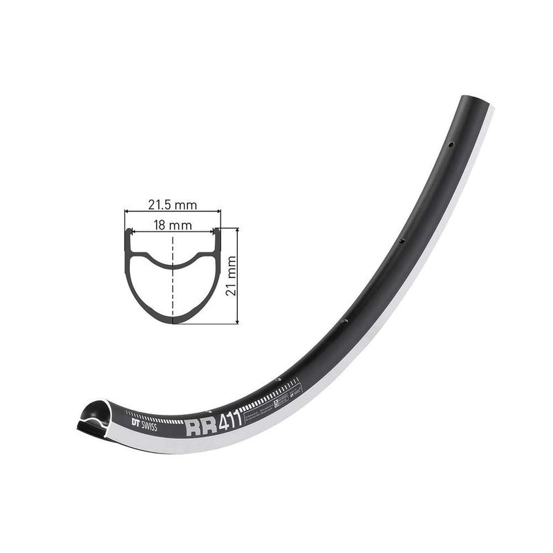 DT Swiss RR 411 SBWT 24 hole Presta-drilled black