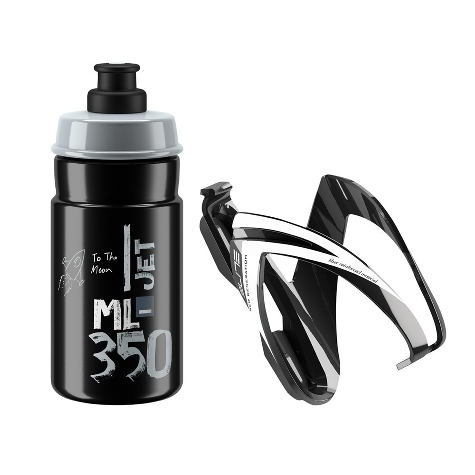 Elite Ceo Jet youth bottle kit includes cage and 66 mm, 350 ml bottle black