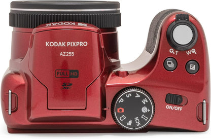 KODAK PIXPRO Astro Zoom AZ255-RD 16MP Digital Camera with 25X Optical Zoom 24mm Wide Angle 1080P Full HD Video and 3" LCD (Red