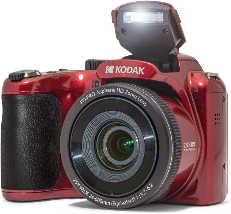 KODAK PIXPRO Astro Zoom AZ255-RD 16MP Digital Camera with 25X Optical Zoom 24mm Wide Angle 1080P Full HD Video and 3" LCD (Red