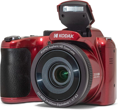 KODAK PIXPRO Astro Zoom AZ255-RD 16MP Digital Camera with 25X Optical Zoom 24mm Wide Angle 1080P Full HD Video and 3" LCD (Red