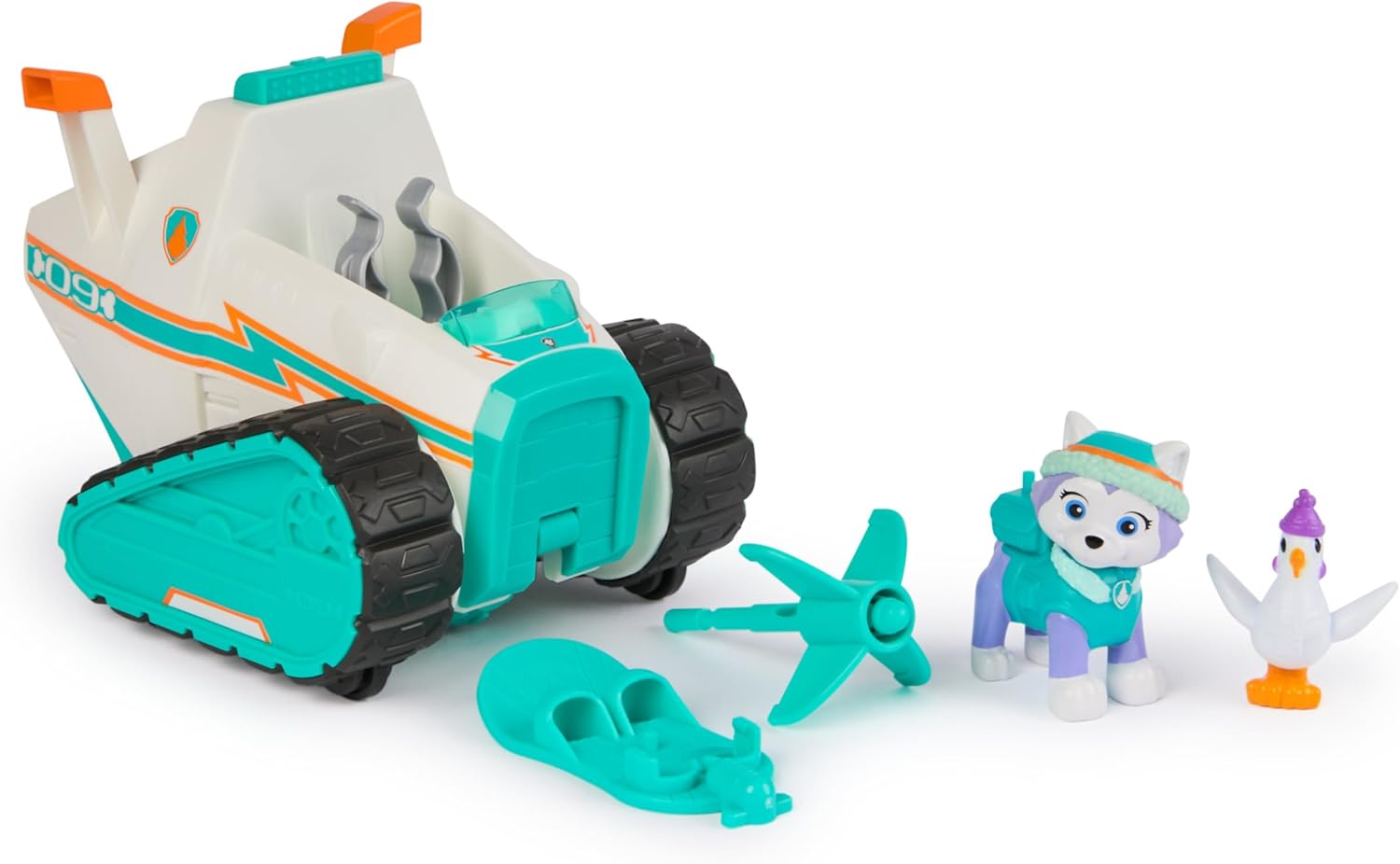 Paw Patrol Everest Deluxe Snowmobile, with Projectile Launcher, Snowboard and Collectible Action Figures, Kids’ Toys for Boys & Girls Ages 3+