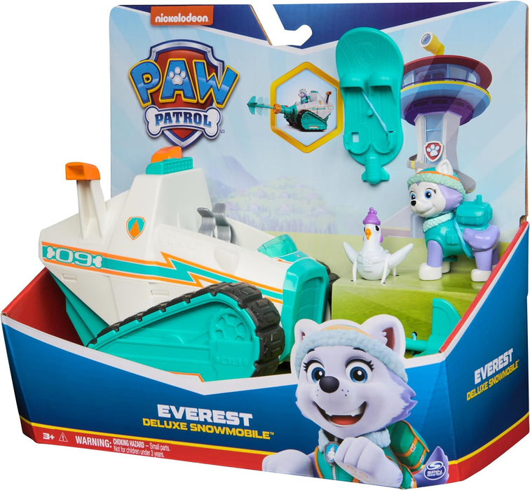 Paw Patrol Everest Deluxe Snowmobile, with Projectile Launcher, Snowboard and Collectible Action Figures, Kids’ Toys for Boys & Girls Ages 3+