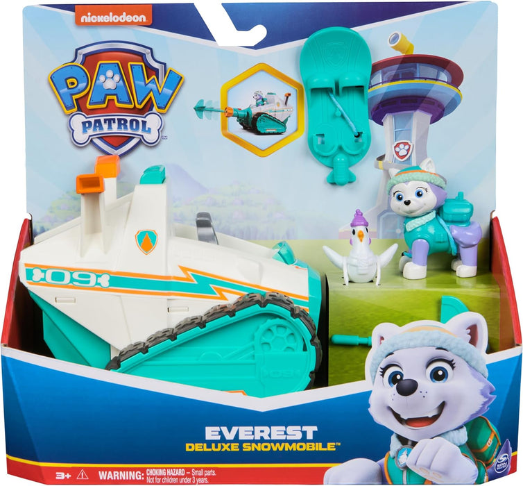Paw Patrol Everest Deluxe Snowmobile, with Projectile Launcher, Snowboard and Collectible Action Figures, Kids’ Toys for Boys & Girls Ages 3+