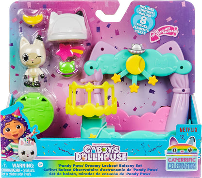 Gabby’s Dollhouse, Pandy Paws Dreamy Balcony Playset, 8-Pieces with Toy Figures, Doll’s House Accessories and Sensory Play, Kids’ Toys for Girls and Boys 3+