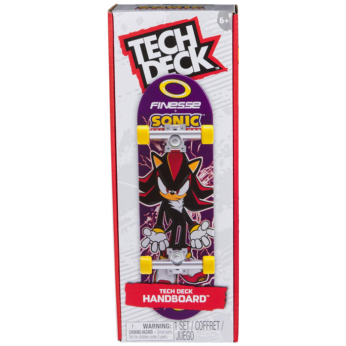 Tech Deck, Finesse X Sonic the Hedgehog Handboard; Authentic Mini Skateboards, Kids’ Toys for Boys and Girls, Ages 6 and up (Hands Use Only