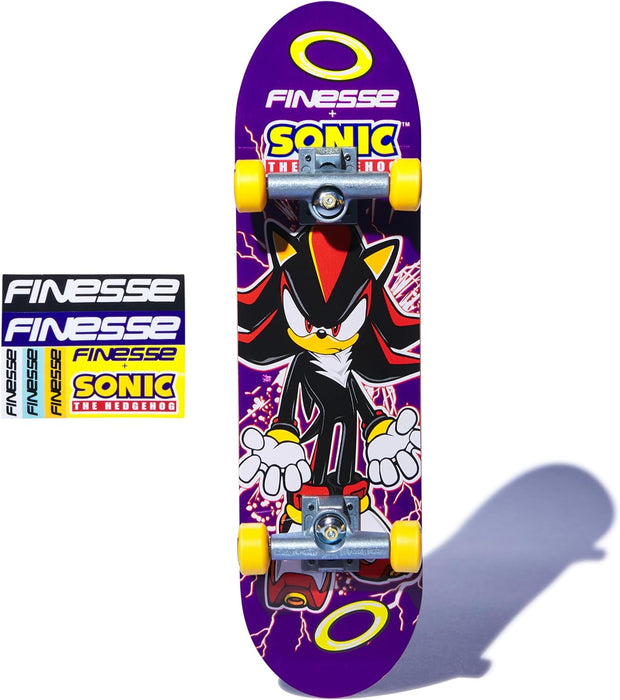 Tech Deck, Finesse X Sonic the Hedgehog Handboard; Authentic Mini Skateboards, Kids’ Toys for Boys and Girls, Ages 6 and up (Hands Use Only