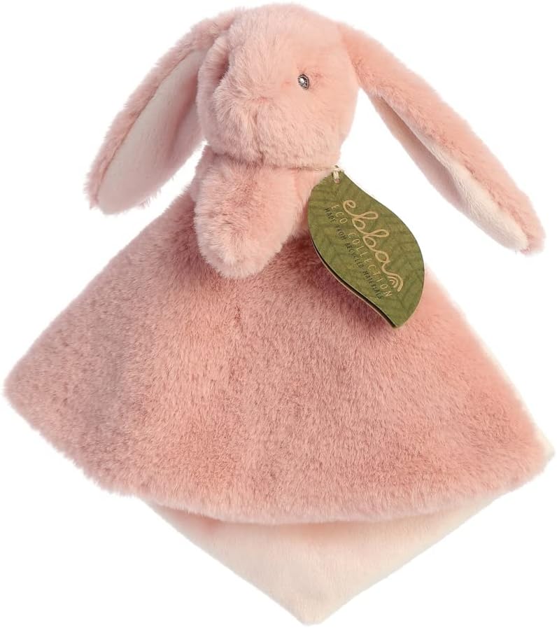 Aurora, 23324, ebba Baby Eco Brenna Bunny Luvster Blanket, 12In, Recycled Soft Toy, Pink