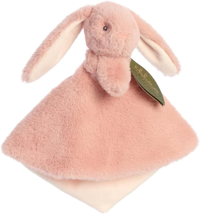 Aurora, 23324, ebba Baby Eco Brenna Bunny Luvster Blanket, 12In, Recycled Soft Toy, Pink
