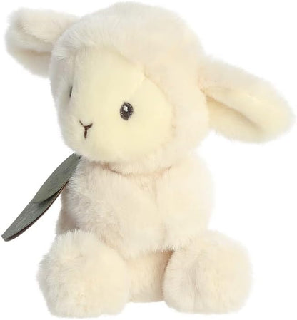 AURORA, 23367, ebba Baby Eco Laurin Lamb Rattle, 6In, Recycled Soft Toy, White