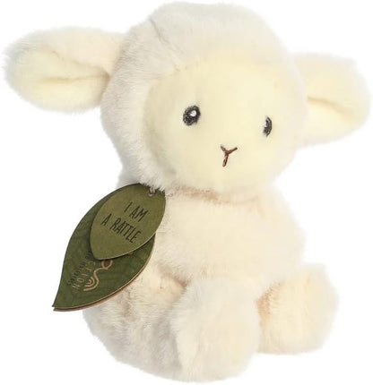 AURORA, 23367, ebba Baby Eco Laurin Lamb Rattle, 6In, Recycled Soft Toy, White