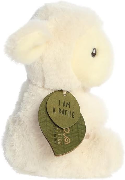 AURORA, 23367, ebba Baby Eco Laurin Lamb Rattle, 6In, Recycled Soft Toy, White