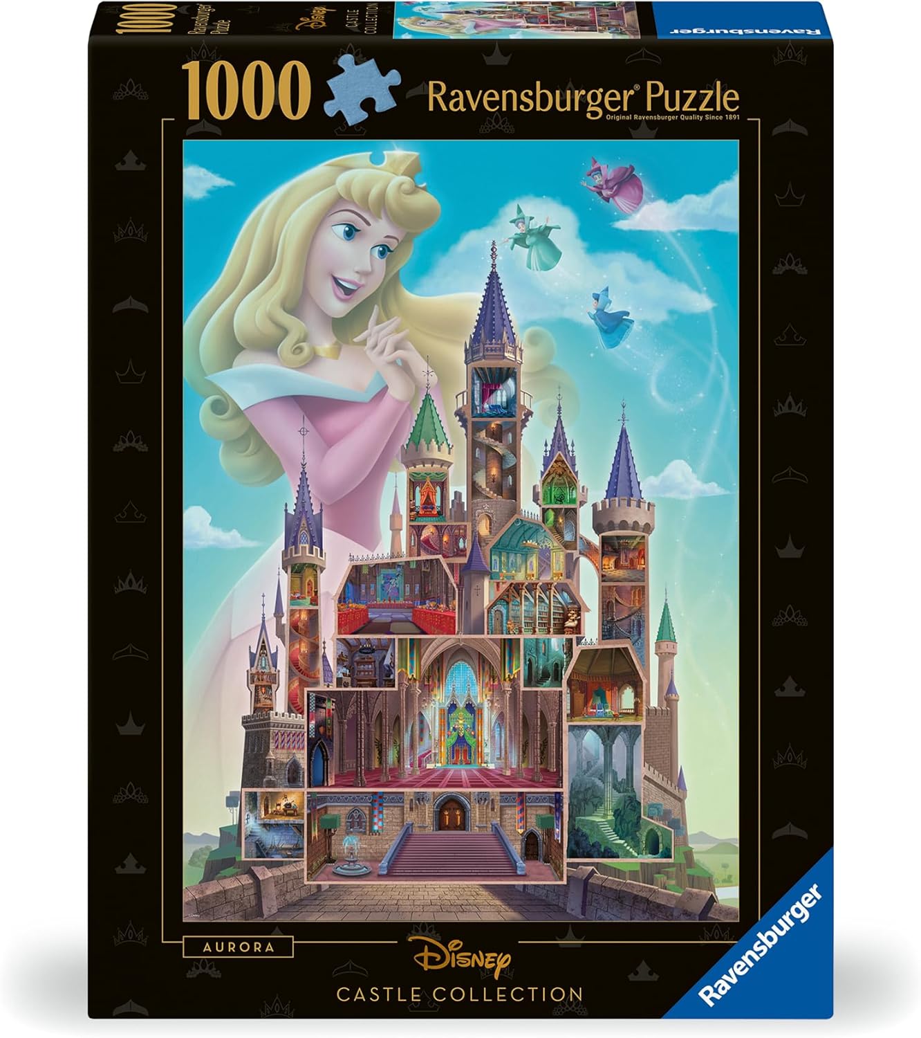 Ravensburger 12000266 - Disney Castles: Aurora - 1000 pieces jigsaw puzzle – Puzzle for adults and kids age 14 years up, disney jigsaw, disney gifts