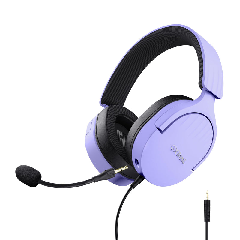 Trust Gaming GXT 489 Fayzo Gaming Headset for PC, PS5, PS4, Xbox Series X|S, Switch, Mobile, 3.5 mm Jack, 35% Recycled Plastics, Over-Ear Wired Headphones with Noise Cancelling Microphone - Purple 3.5mm Purple