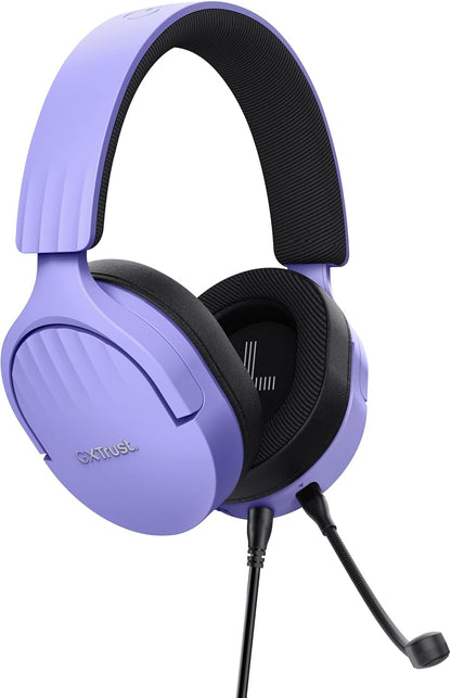 Trust Gaming GXT 489 Fayzo Gaming Headset for PC, PS5, PS4, Xbox Series X|S, Switch, Mobile, 3.5 mm Jack, 35% Recycled Plastics, Over-Ear Wired Headphones with Noise Cancelling Microphone - Purple 3.5mm Purple