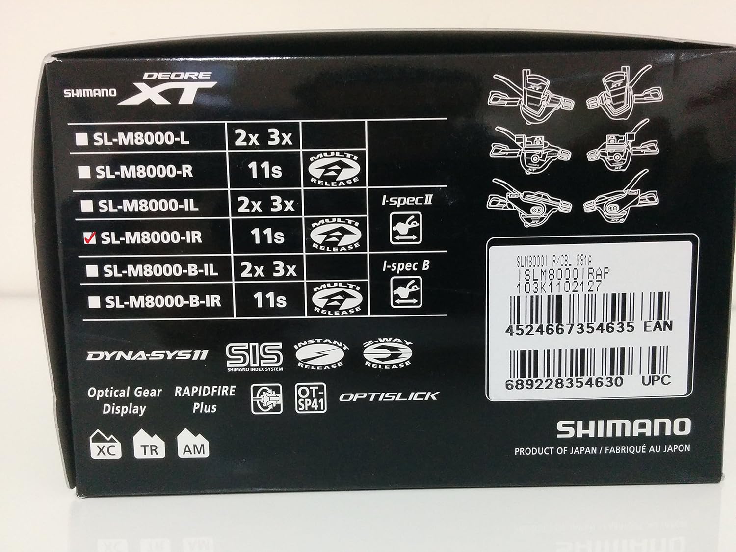 Shimano SL-M8000 XT I-spec-II direct attach Rapidfire pods,11-speed, right hand