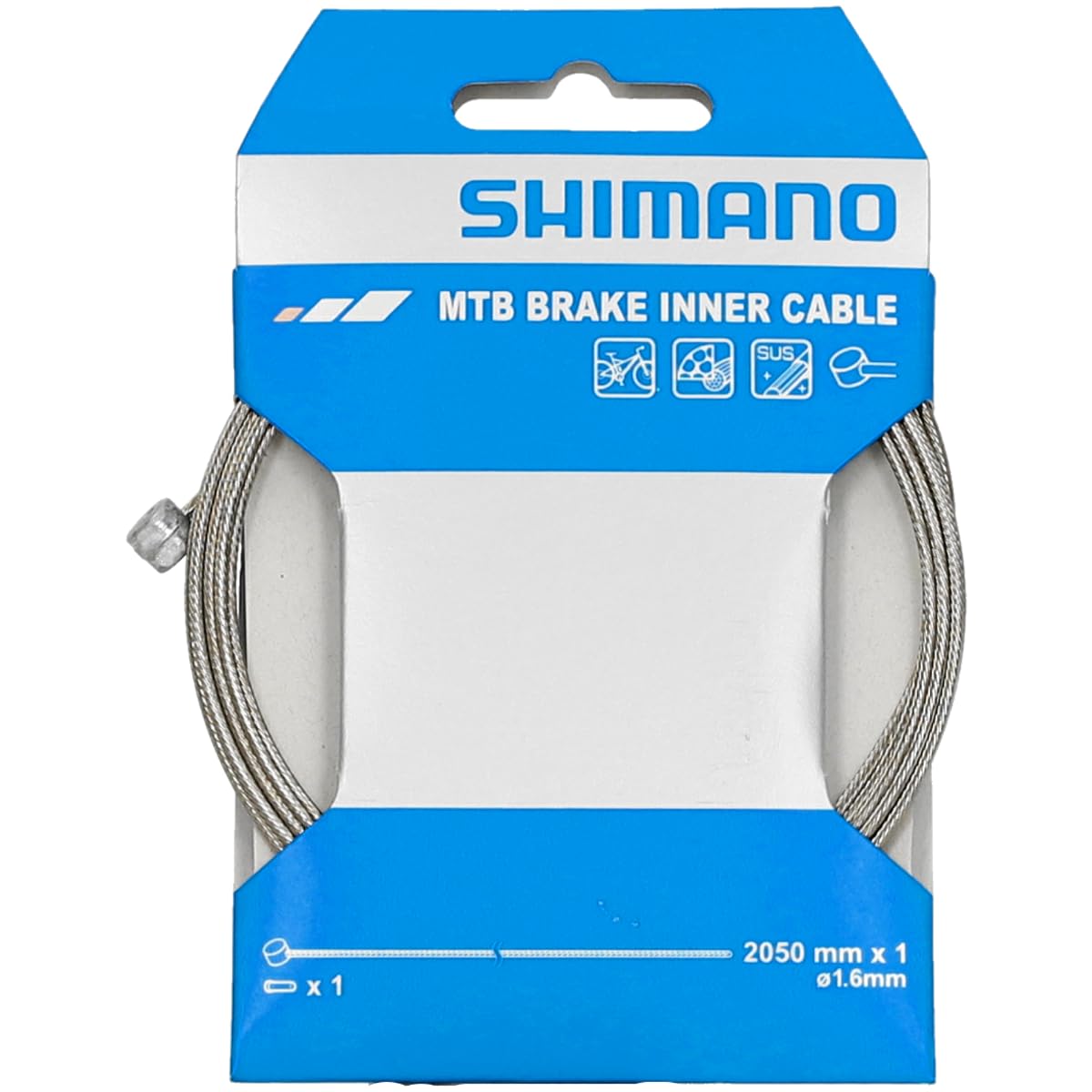Shimano MTB stainless steel inner brake wire,1.6 x 2050 mm, single