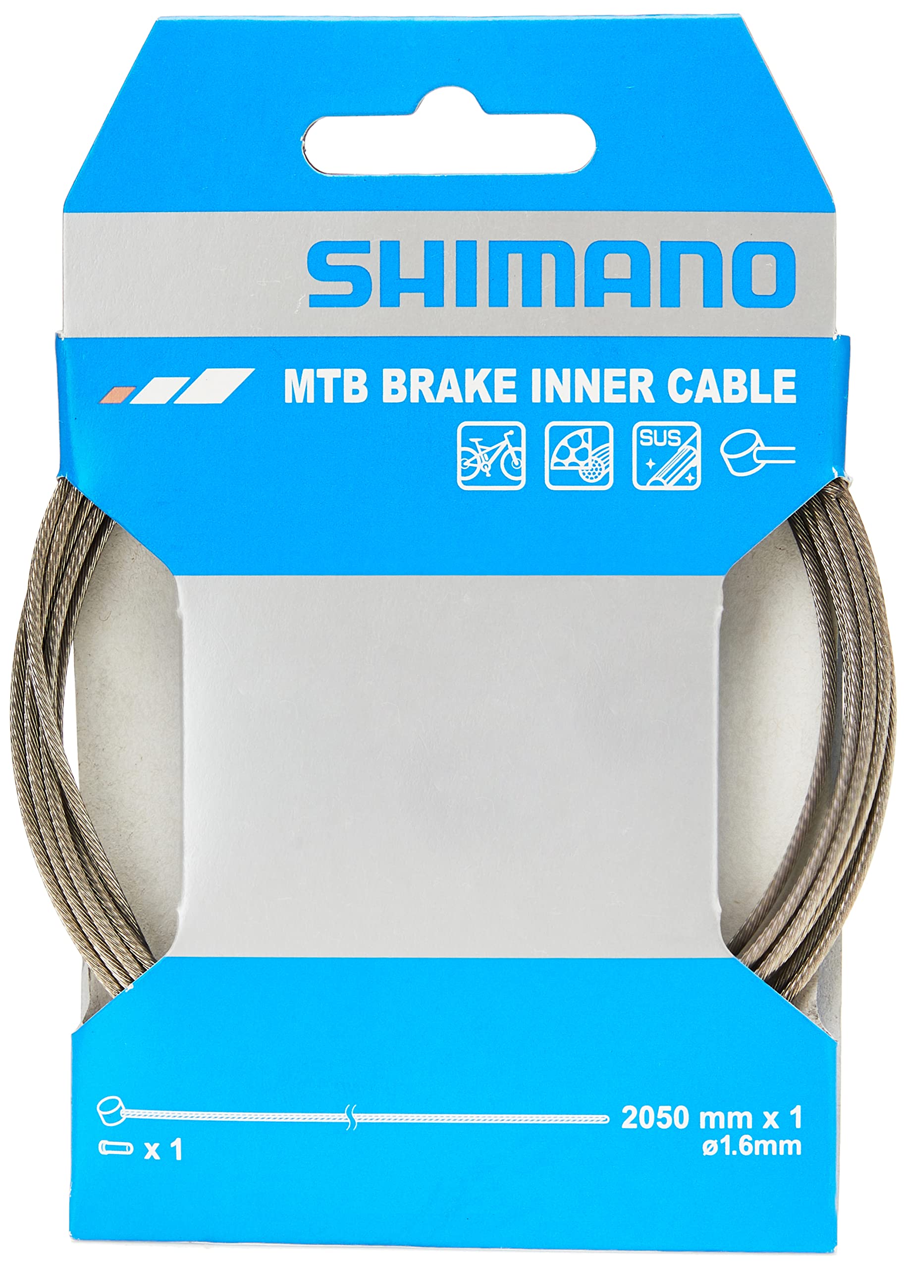 Shimano MTB stainless steel inner brake wire,1.6 x 2050 mm, single