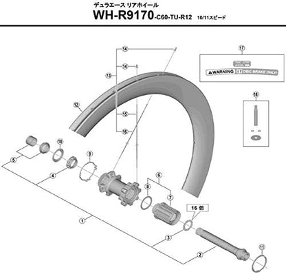 Shimano WH-R9170-C60-TU-R12 left hand spoke, 252 mm