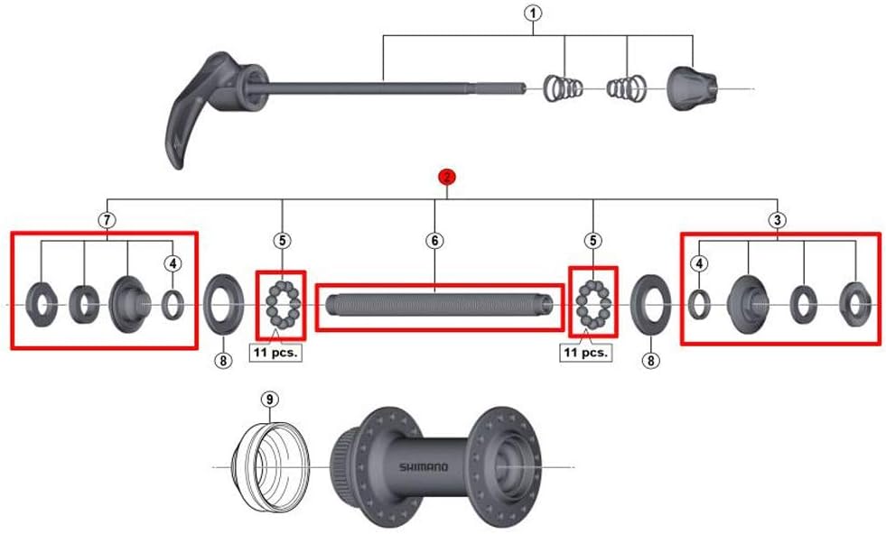 Shimano HB-M4050 complete hub axle, 108 mm