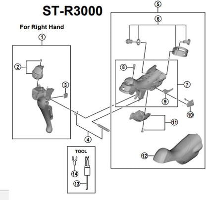 Shimano ST-R3000 right hand name plate and screw