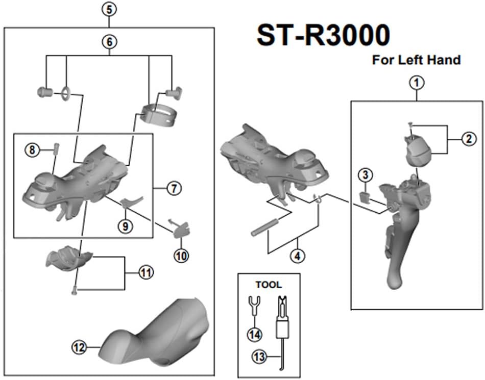 Shimano ST-R3000 left hand name plate and screw