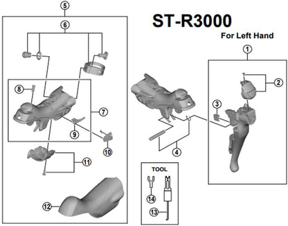 Shimano ST-R3000 left hand name plate and screw