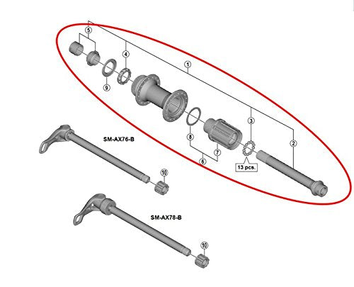 Shimano FH-M8010 complete hub axle