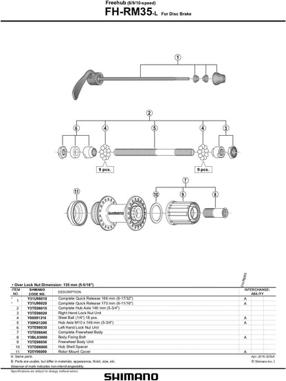 Shimano FH-RM35 complete freewheel body