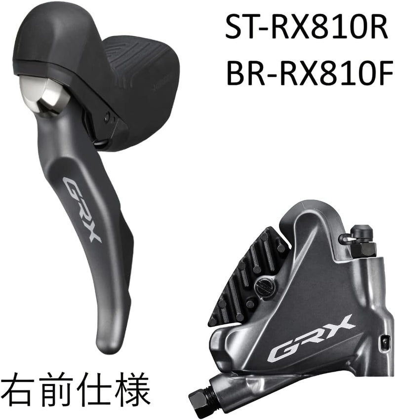 Shimano ST-RX810 GRX 11-speed STI bled with BR-RX810 flat mount calliper, right front