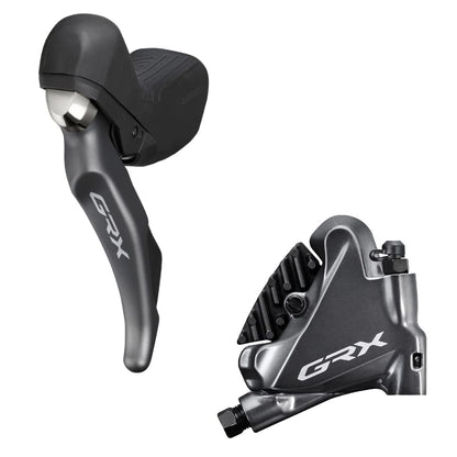 Shimano ST-RX810 GRX 2-speed STI bled with BR-RX810 flat mount calliper, left rear