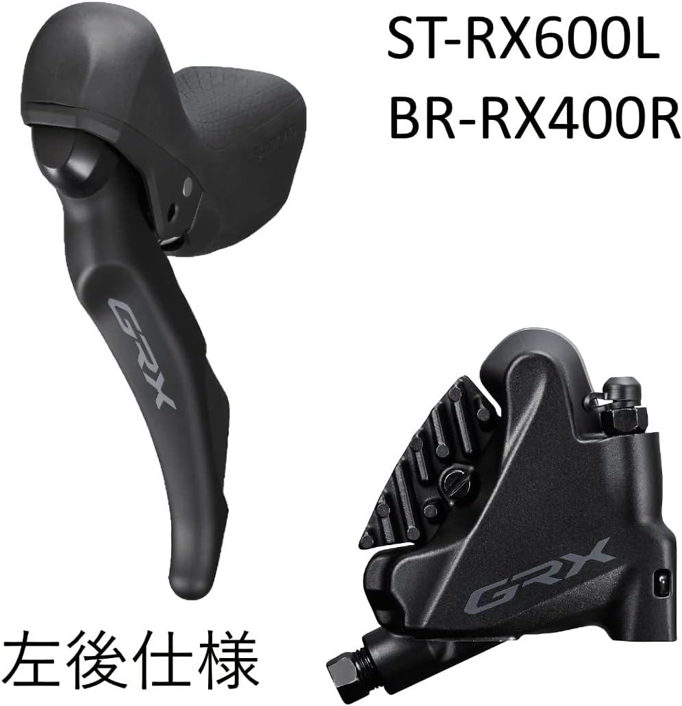 Shimano ST-RX600 GRX 2-speed STI bled with BR-RX400 flat mount calliper, left rear