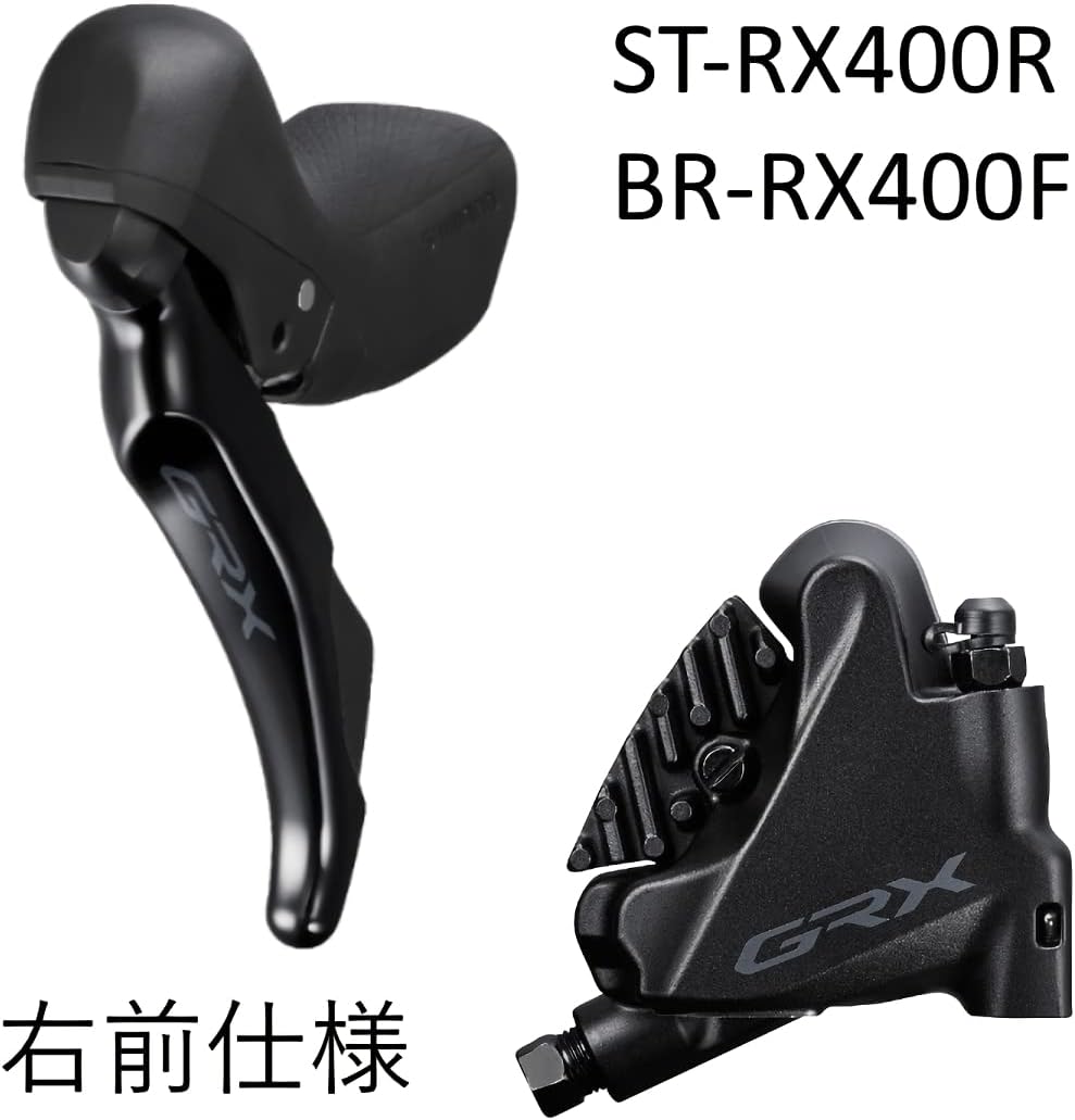 Shimano ST-RX400 GRX 10-speed STI bled with BR-RX400 flat mount calliper, right front