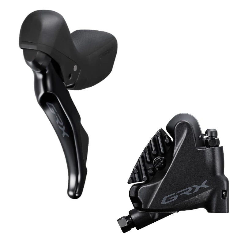 Shimano ST-RX400 GRX 10-speed STI bled with BR-RX400 flat mount calliper, right front