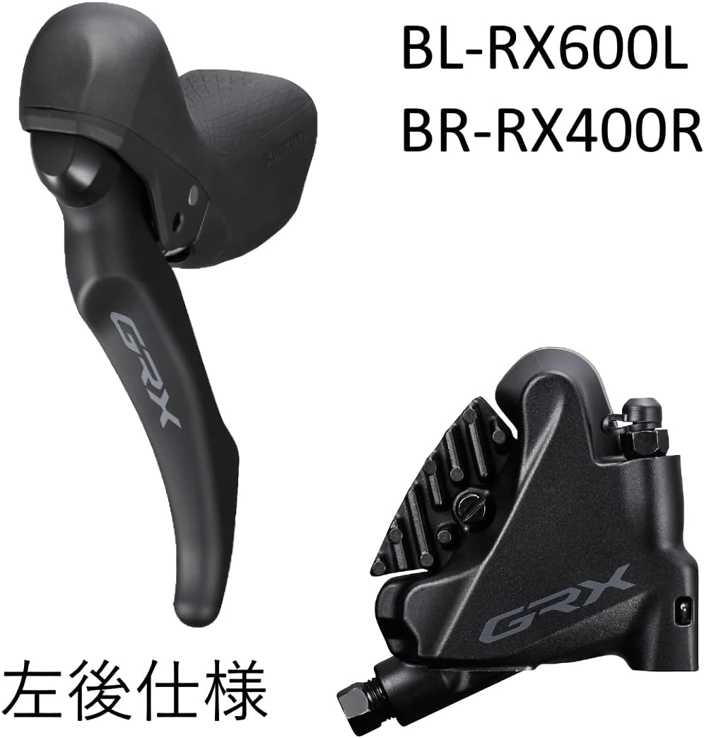 Shimano BL-RX600 GRX hydraulic disc brake lever bled with BR-RX400 calliper, left rear