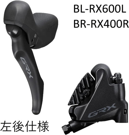 Shimano BL-RX600 GRX hydraulic disc brake lever bled with BR-RX400 calliper, left rear