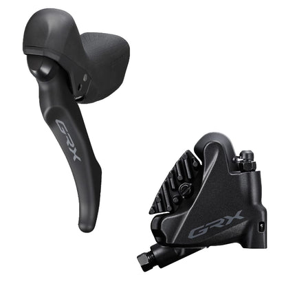Shimano BL-RX600 GRX hydraulic disc brake lever bled with BR-RX400 calliper, left rear