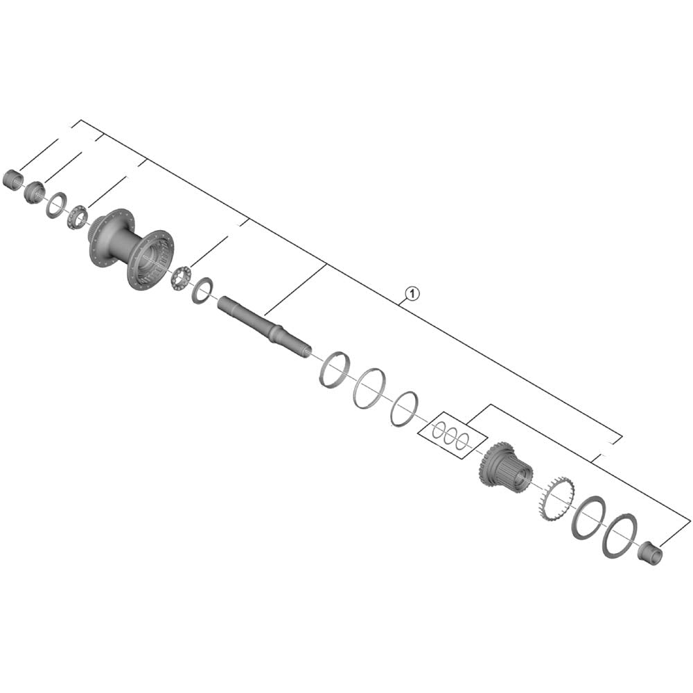Shimano FH-MT901-B complete hub axle, 148 mm