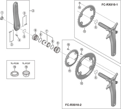 Shimano FC-RX810 gear fixing bolt, M8 x 9, pack of 4