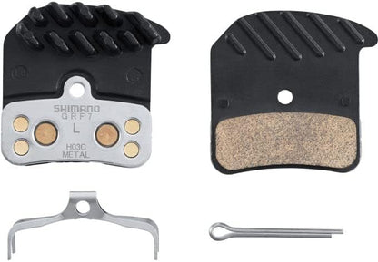 Shimano H03C disc pads and spring, alloy/stainless back with cooling fins, metal sintered