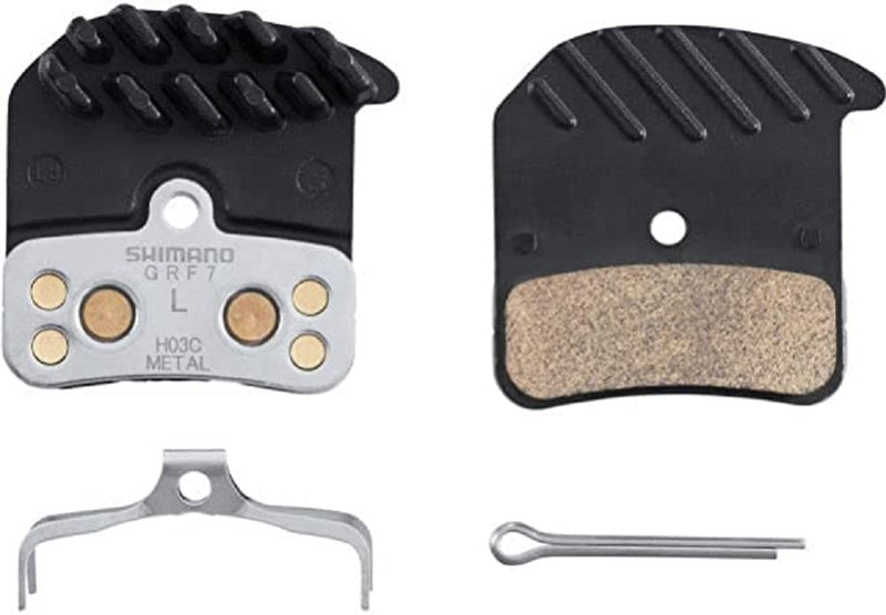 Shimano H03C disc pads and spring, alloy/stainless back with cooling fins, metal sintered