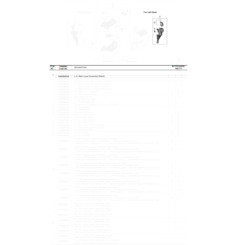 Shimano ST-R7000 left hand main lever assembly, black