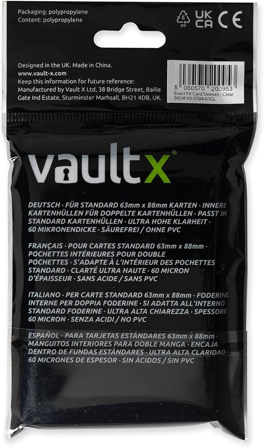 Vault X Exact Fit Trading Card Sleeves - High Clarity Perfect Fit Inner Sleeves to Protect and Preserve Board Game, Collectible and Trading Card Games(100 Pack