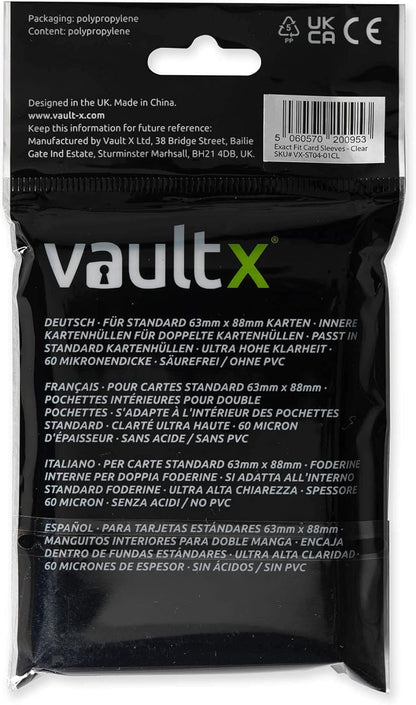 Vault X Exact Fit Trading Card Sleeves - High Clarity Perfect Fit Inner Sleeves to Protect and Preserve Board Game, Collectible and Trading Card Games(100 Pack